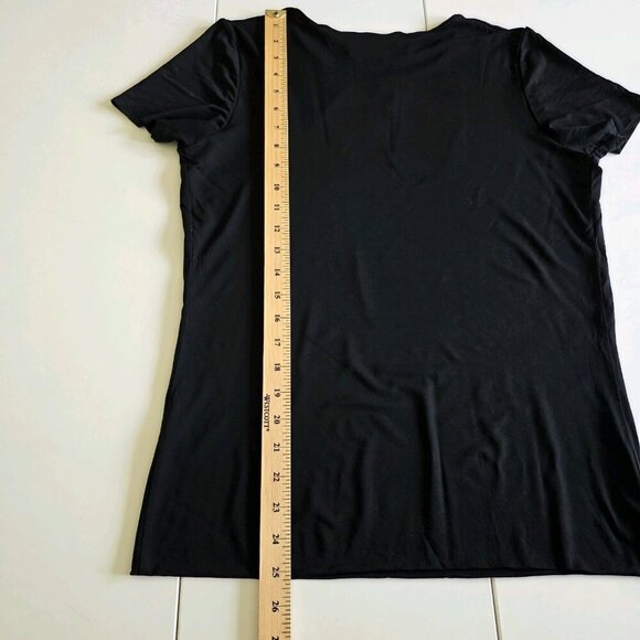 Lida Baday Top Women XL Black SS Round Neck Monochrome Office Goth Minimalist - Picture 6 of 13